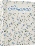 Custom Personalized Name Blue Flowers Pattern 3 Ring Binder 1.5 Inch
