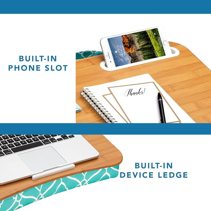 LAPGEAR XL Designer Lap Desk – Aqua Trellis, Fits 17.3” Laptops