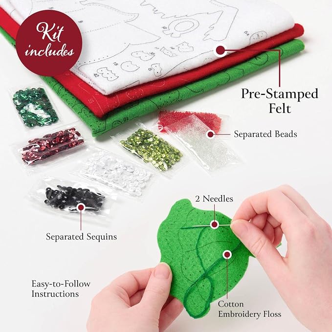 Bucilla Felt Applique Wall Hanging Kit, Jolly Santa, Perfect for Holiday DIY Arts and Crafts, 89645E
