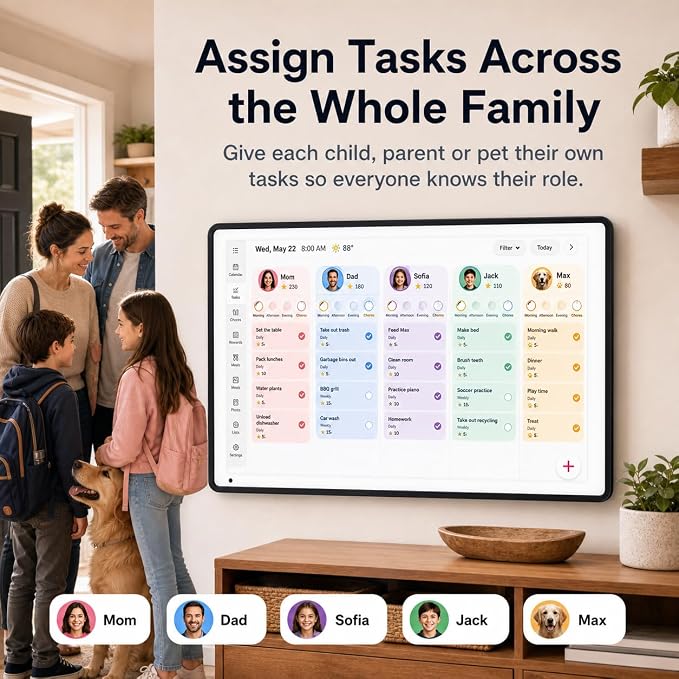 15.6 Inch Digital Calendar Wall Planner, Touch Screen WiFi Smart Electronic Planner with Third-Party Calendar Sync, Chore Tracker, Meal Planning, Family Digital Picture Frame, Gift for Mom Women