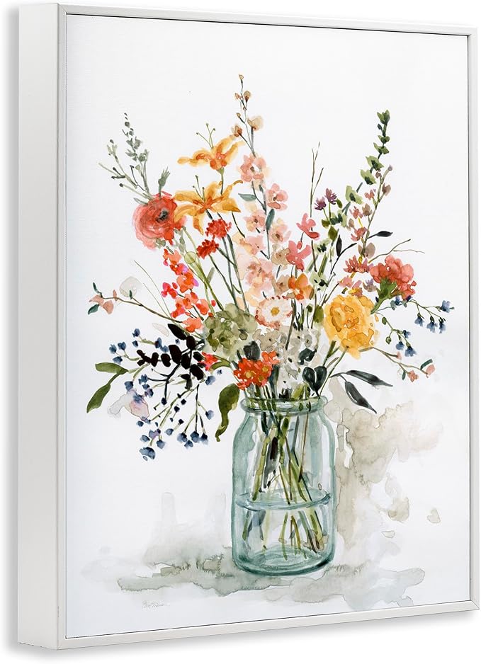'Warm Summer Floral Bouquet'| Framed Giclee Art | Stupell Industries | White, 11 x 14 Inches, Easy to Hang and Sturdy, Made in USA, by Carol Robinson
