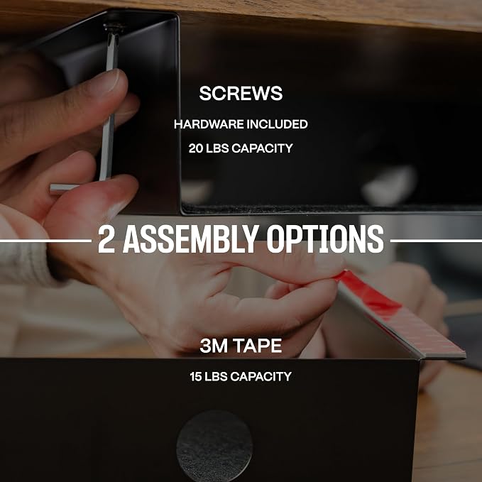 COREMINDED Under Desk Storage Shelf - Carbon Steel Under Desk Tray with Cable Management, Mountable Add-On Shelf for Table & Office Desks (13" x 8" x 2.8")