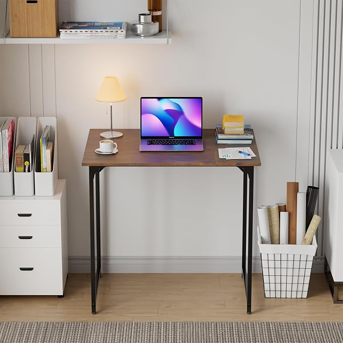 FDW 32 inches Office Small Computer Desk/Home Office Desk/Study Student Writing Desk/Modern Simple Style Desk,Brown