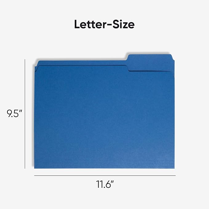 Smead File Folder, 1/3-Cut Tab, Assorted Positions, Letter Size, Navy, 100 per Box (13193)