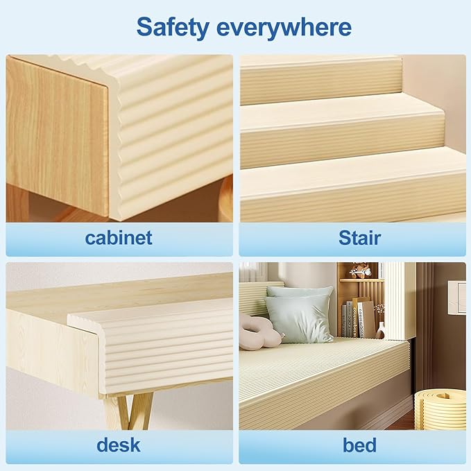 Edge Protector,Baby Proofing Baby Edge Protector Strip Safety,Soft Rubber Foam Padding,Edge Corner Guards Protector Corner Edge Bumpers for Furniture (Black, 16.4Ft x 3.15" W x 0.31" Th)