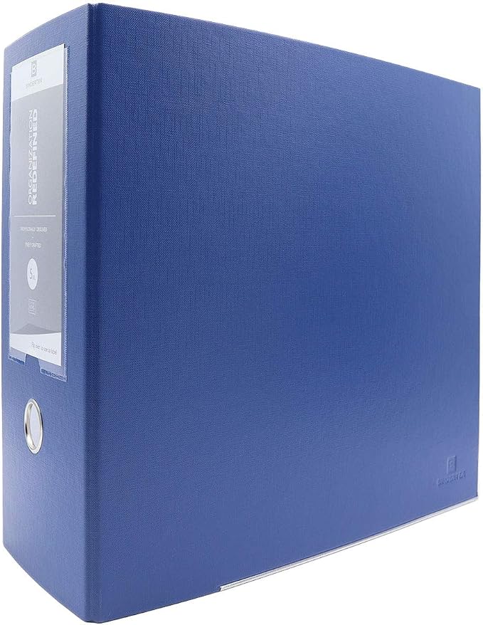 3-Ring Premium High-Capacity Binder - Navy, 5.5" Spine, by Bindertek | 900 Sheet Capacity, 4" D-Rings, Linen-Textured Covers, Steel Reinforced Edges, Spine Label Included