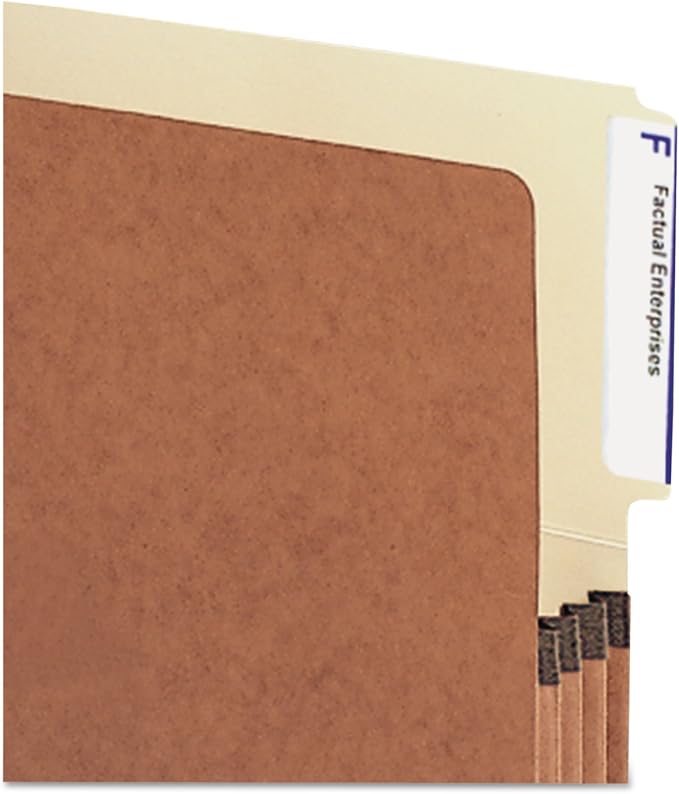 Smead End Tab File Pocket, Reinforced 4"-High Tab Top Position, 3-1/2" Expansion, Legal Size, Redrope with Manila Liner, 10 per Box (74624)
