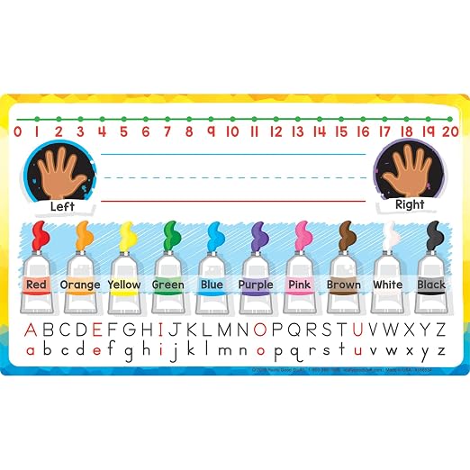 Really Good Stuff Primary On-the-Go Desktop Nameplates, 24-Pack | Ages 5+, Kindergarten+, Self-Adhesive Vinyl with Left/Right Directions, Alphabet, Colors and Number Line
