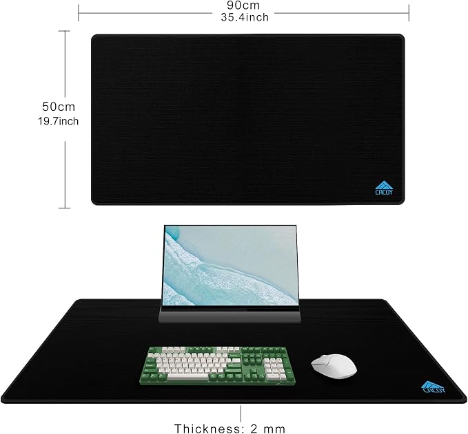 Cacoy 36"x20" Large Gaming Mouse Pad XXL Non-Slip Computer Mouse Mat Black | Extended Keyboard Mousepad with Stitched Edges Anti-Slip Rubber Base Premium Textured Surface Desk Mat for Gamer Office Home