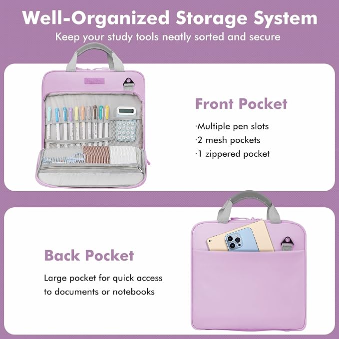 3-Ring Zipper Binder Organizer with Shoulder Strap, 2 Inch Binder | 500 Sheets Zip Up Binder Bag with Multiple Pockets & Storage, Laptop, Books Organizer for School Students and Teachers