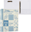 Beach Patchwork 3 Ring Binder, 1.5 Inch Heavy Duty Decorative Binder with 2 Pockets, Letter Size Office Organizer