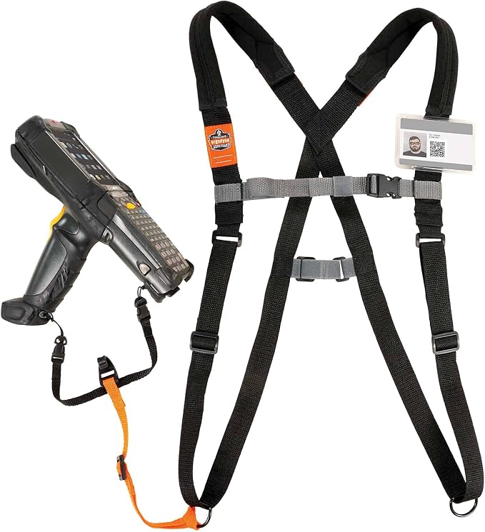 Ergodyne Squids 3138 Barcode Scanner Padded Harness, Tethering Lanyard for Bar Code Scanners, Breakaway Design Large