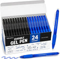 Volcanics 24 Pack Retractable Erasable Gel Pens, 12 Blue & 12 Soft Black Ink, 0.7mm Medium Point Clicker Erasable Pens with Built-in Eraser for School, Office, Note Taking and Journaling