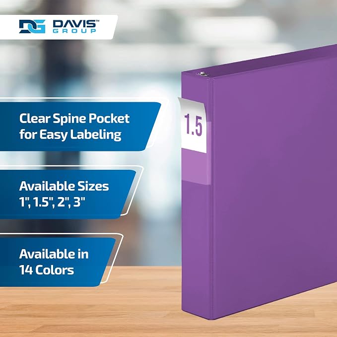 Premium Economy 6-Pack 3-Ring Binders for School or Office, D-Ring Binders, 1.5 Inch, Purple