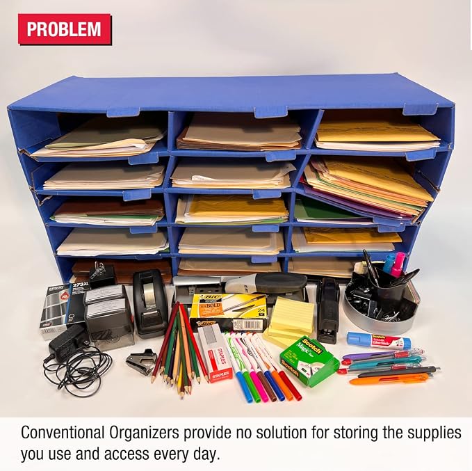 Ultimate Office TierDrop Supply Drawers, 9w x 12d x 2.25h, Set of 3, Clear | Color-coded finger rings for easy access to contents; stores desk accessories and supplies; designed for TierDrop organizers