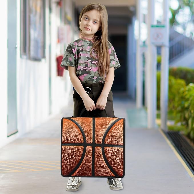 Basketball Ball Skin 3 Ring Binder Bag 1.5 inch Binder Organizer with Zipper Shoulder Strap 500 Sheet Documents Storage for School Office