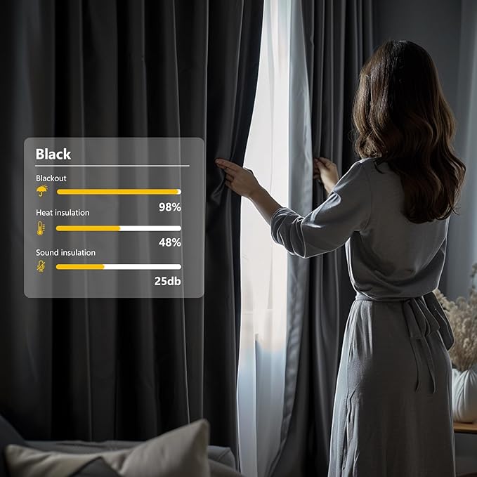 Cbsroro Room Divider Curtains, Blackout Ceiling Track Curtains with Hooks Wall Dividers for Bedroom Living Room Separation Office Privacy Partition, Noise Reduction, W100 × L84 Inch,1 Panel, Black