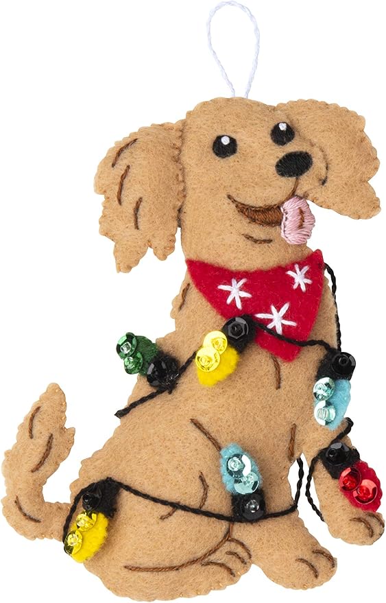 Bucilla, Christmas Dogs, Felt Applique Ornament Kit, Set of 6 (89283E)