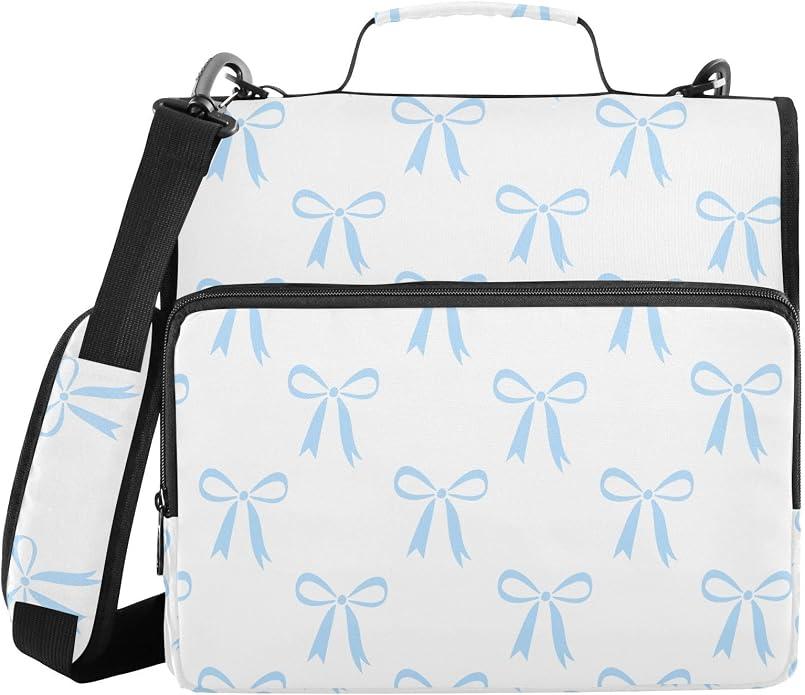 Zipper Binder Bag 3 Ring File Folder Portfolio Organizer Zippered Binder Bags with Strap Fits Laptop Women Men