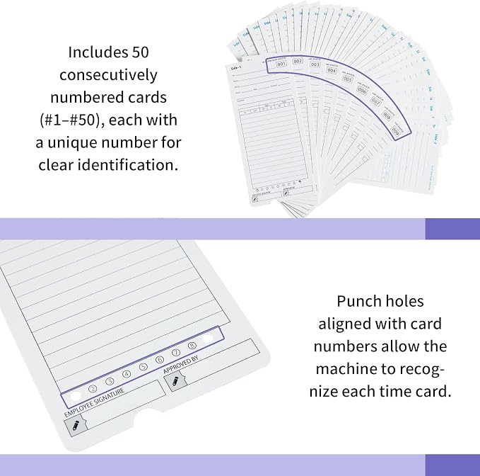 AT-4500 Time Clock Cards, 600 Pack with 2 Ink Ribbons