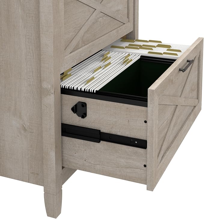 Bush Home Key West 2 Drawer Lateral File Cabinet in Washed Gray, Document Storage for Home Office, Accent Chest with Drawers