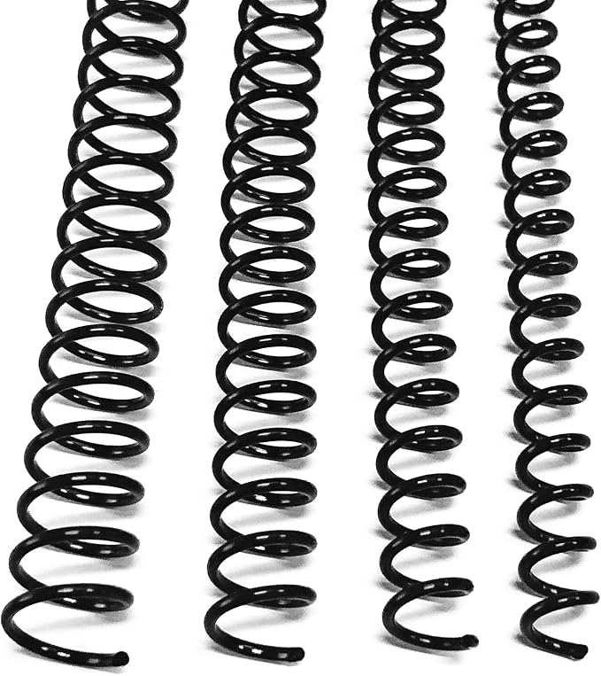 Binditek Plastic Spiral Binding Coils, Multi Size 4:1 Pitch, Black 100 Pack | Multi Size (6mm, 8mm, 10mm, 12mm) (1/4", 5/16", 3/8", 1/2"), 48 Loops, for Letter-Size School and Office Projects