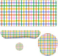 Plaid Mouse Pad Set Colorful Rainbow Checkered Seamless Gaming Mousepad 4in1 Desk Mat for Desktop Anti-Slip XXL Big Computer Ergonomic Mousepad with Wrist Support for Keyboard and Mouse