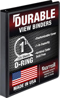 Samsill Durable 1 inch 3 Ring Binder, D Ring Binder, 100% Recycled Chipboard, Black