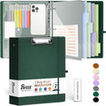 3 Ring Binder 2 Inch, BVSSX Three Ring Binders Organizer with Clipboard, Plastic Folder, 5-Tabs Pocket Dividers with Sticker Labels, Pen Loop, Elastic Strap (Green, Letter Size)