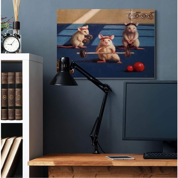 Stupell Industries Mouse Gym Humor Comic, 30 x 40 Inch Canvas Wall Art | Stupell Industries · By Lucia Heffernan · Ready to hang · Playful gift for home or office · Made in USA