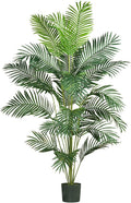 Nearly Natural 7 ft Artificial Paradise Palm Tree with Nursery Pot | 21 Feathery Fronds, Realistic Fake Leaves, Includes Black Nursery Planter, Stately Decor for Indoor Home or Office spaces