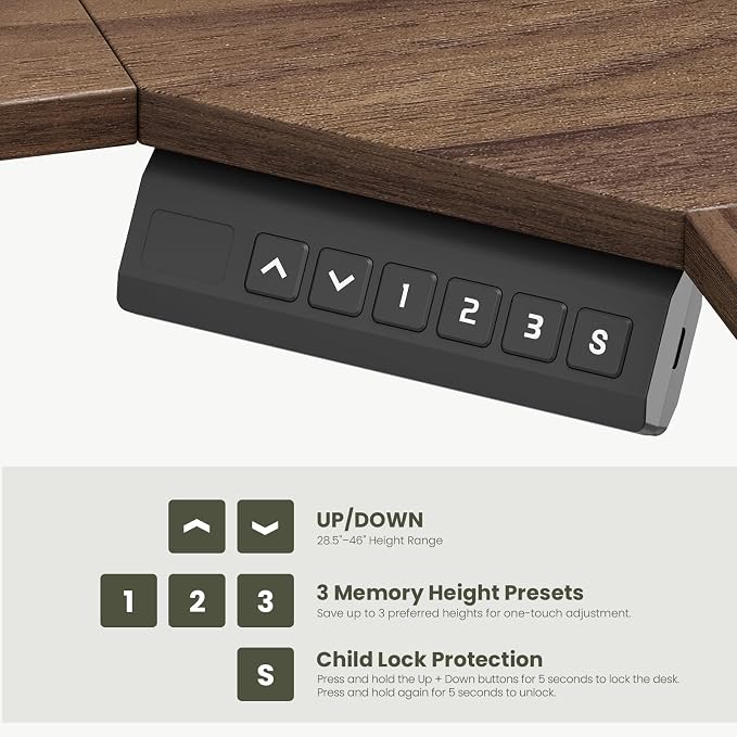 MALOL 59" L Shaped Electric Standing Desk with Drawers, Height Adjustable Desk with Power Outlets & LED Lights, Monitor Stand, Corner Computer Desk for Home Office, Walnut