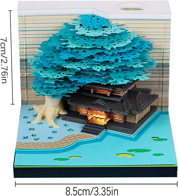 3D Time Piece Calendar, 2027 Desk Calendar With LED Light, 3d Tree Memo Pad Creative Desk Calendar, Christmas Gift for Colleague Friend, Desktop Decoration