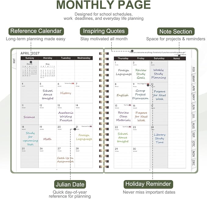 2027 Planner, Weekly and Monthly Calendar Planner Book, A5(6.3'' x 8.5'')