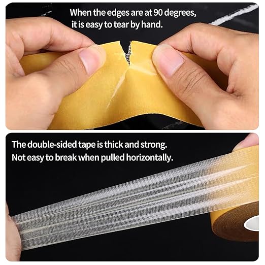 KAIYUER 3Pack Double Sided Tape Heavy Duty,0.5in x 66FT,Double Sided Fabric Tape for Crafts, Walls,Super Sticky Resistente Clear 2 Sided Tape,Easy Use Mounting Tape
