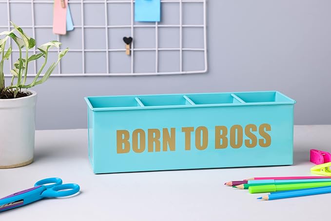 DUDKI Home Present Desk Organiser 4 compartments Decorative Pen Pencil holder, Vanity Kit, Travel Box, Makeup Box, Cosmetic Box, Storage Box, knife Holder, Spoon Holder-Gift Office Desk Decor