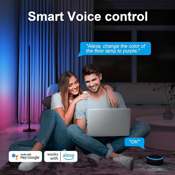Lanmonlily Corner Floor Lamp 2-Pack with Alexa, Smart Modern Floor Lamp with Music Sync 16 Million Colors & 68+ Scene with APP and Remote Control, for Bedroom Living Room