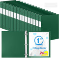 Henoyso 24 Pack 1 Inch 3 Ring Plastic Binders, Bulk Flexible PP Binders for Classroom & School Supplies, Letter Size 8.5 x 11, Holds 240 Sheets with Interior Pocket (Dark Green)