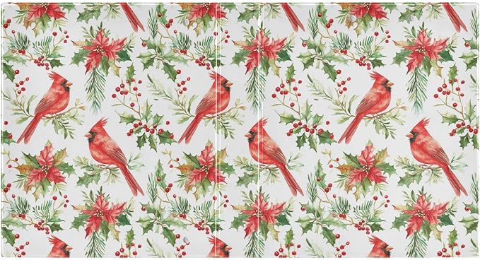Christmas Red Bird Green Leafs Holy Berry 3 Ring Binder 1.5" Decorative D-Ring Binder with Clipboard&3 Clear Pockets, Holds 200 Sheets A4 Size Paper Waterproof Binders for School Home Office|2 Pack