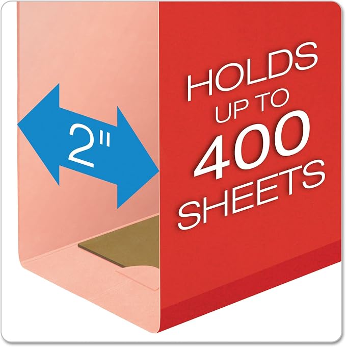 Pendaflex Extra Capacity Reinforced Hanging Folders, 2" Letter Size, 1/5 Cut, Red, 25/BX (04152x2 RED)