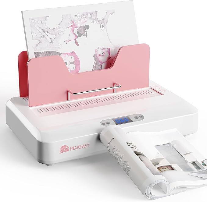 Pink Thermal Binding Machine 500 Sheets Capacity, Digital Touch Panel, Air Cooling, Electric Thermal Binder for A4//A5/Letter Size Documents, Come with 10 PCS Binding Covers