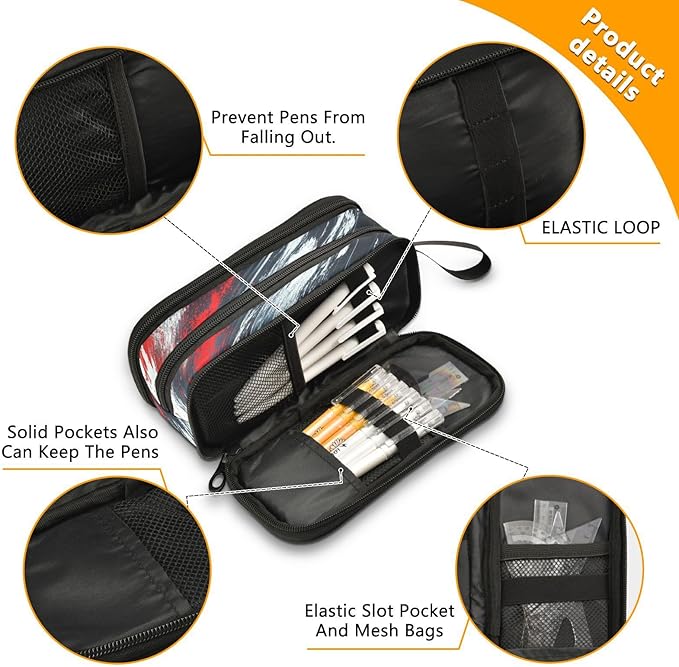 BOENLE Racing Car Truck Pencil Case Box Boys Girls Large Pencil Pouch with Zipper Compartments Big Capacity Stationery Pen Bag Organizer for Kids Teens Adults School