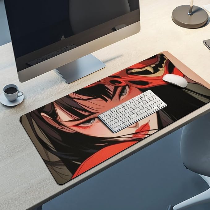 Large Mouse Pad Gaming Japanese Female Samurai Anime Girl Cool Desk Mat for Keyboard and Mouse Mat Non-Slip Rubber Desk Pad 40x90cm, Style