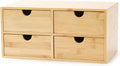Bamboo Desk Drawer Organizer, Desktop Organizer with Drawers T(4 Drawes) | 4 Drawers Open Top Tray Fully Assembled Stores Pens, Notes, Makeup, Jewelry & Toiletries for Office, Vanity & Bath