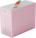 Letter-Size Hanging File Organizer (Pink, with 5 Grey Folders) | File Holder Filing Box for Desk, Metal Mesh Desk File Folder Storage for Office(No Assembly Required)