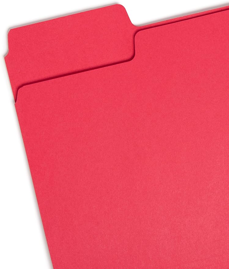 Smead SuperTab File Folder, Oversized 1/3-Cut Tab, Letter Size, Red, 100 per Box (11983), Pack of 1
