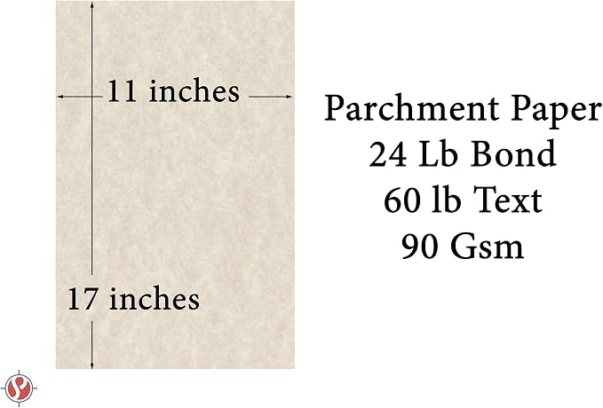 Natural Cream Stationery Parchment Paper | 24 Lb Bond / 60 lb Text / 90 GSM Paper | 50 Sheets Per Pack | 11” x 17” Inches