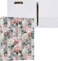 Rose Flower Printed 3-Ring Binder for School Office, 1.5 Inch Round Ring Binder for Home Recipe Budget Aesthetic Binder with Pocket Metal Non-Slip Clip Holds 200 Sheets of Paper