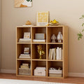 9-Cube Storage Shelf Bookcase, Oak | Wooden 3-Tier Open Bookshelf, Fits 11×11" Bins, Vertical or Horizontal Use, Full Back Panels, For Home Office