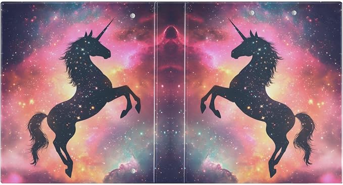 3 Ring Binder Unicorn Galaxy Sky 1.5" Round Ring Binders View Binder with 200 Sheet for Kids School Supplies Women Men Office, 1 Pack